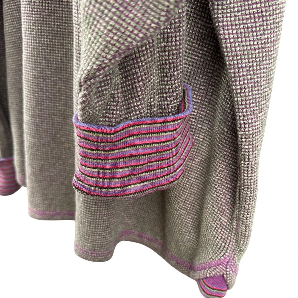 Robert Graham Mens XL Waffle Knit Quarter Zip Pullover Sweater Purple Green